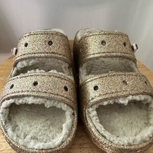 Gold Glitter CROCS lined sandals. Worn maybe once - perfect condition.